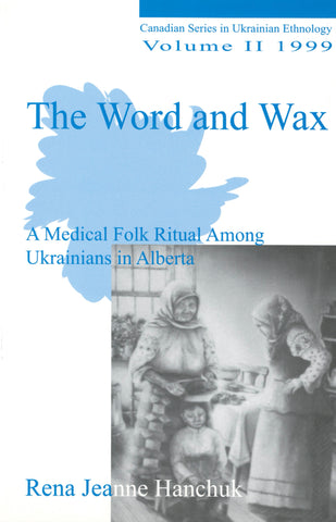 White book cover with blue text and a black and white picture of two women and a child dressed in traditional Ukrainian attire.
