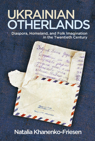 Book cover featuring the title and author, and a photo of an old hand written letter, partially in its envelope, on a dark blue canvas background.